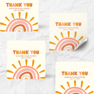 Kleine Straal Zonneschijn Boho Zon Baby Shower Vierkante Sticker