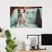 Kleine stukjes op Blauwgroen stoel Poster (Thuiskantoor)