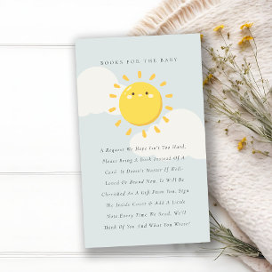 Kleine Sunshine Blue Books voor Baby shower Informatiekaartje