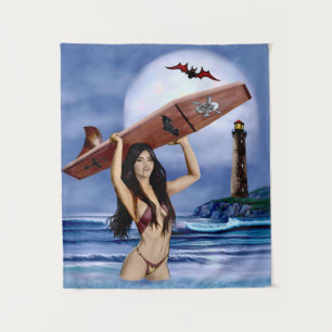 Kleine surferduivels willen gewoon lol maken in de wandkleed