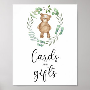 kleine teddybeer kaarten en cadeaus baby shower poster