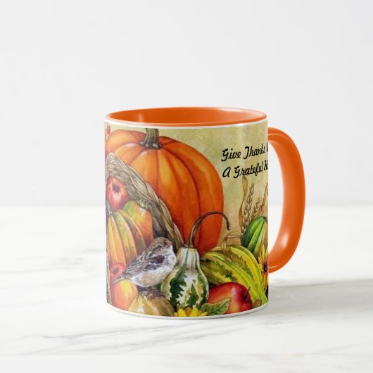 Kleine Thanksgiving Bird Harvest Mok Cup Sinaasapp (Voorkant rechts)
