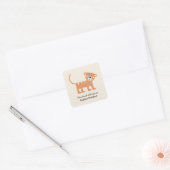 Kleine tijger vierkante sticker (Envelop)