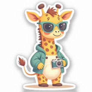 kleine toeristische Giraffe   Kawaii Adventure Art Sticker