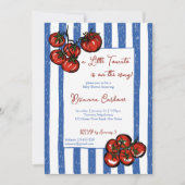 Kleine tomaat blauwe strepen Italiaanse babyshower Kaart (Voorkant)