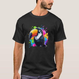 Kleine Toucan met kleurrijke spetters verf Vogel A T-shirt