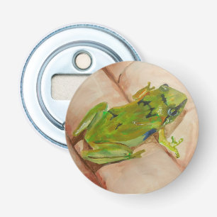 Kleine tropische kikker button flesopener