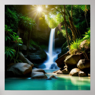 Kleine tropische waterval poster
