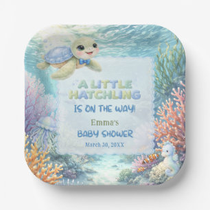 Kleine uitkomende zeeschildpad Oceaan baby shower Papieren Bordje
