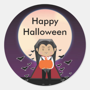 Kleine vampier Dracula Halloween-feeststickers Ronde Sticker