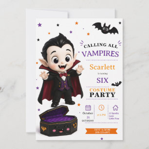 Kleine vampierkostuum - Feest Halloween verjaardag Kaart