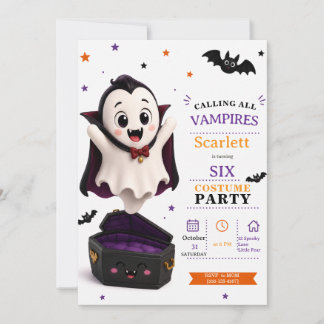 Kleine vampierkostuum - Feestje Halloween verjaard Kaart
