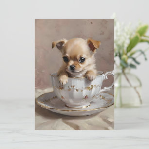 Kleine verrukking: Chihuahua-puppy in een theekopj Kaart