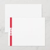 Kleine verticale strepen Monogram rode witte Manne Notitiekaartje (Voorkant / Achterkant)