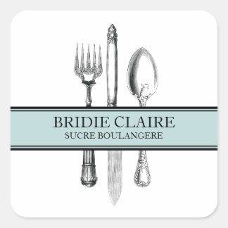 Kleine vierkante elegante bestek Stickers