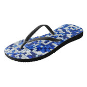 Kleine vierkantjes overlapt, tinten blauw met wit teenslippers (Schuin)
