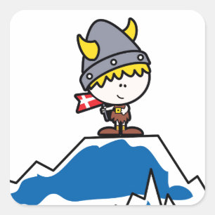 Kleine Viking Boy Vierkante Sticker