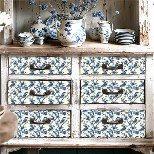 Kleine Vintage Delfts Blauw Vogels Floral Cottagec Tissuepapier