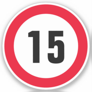 Kleine vinylsticker met een maximumsnelheid van 15 sticker