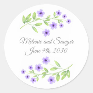 Kleine Violet Waterverf Blossom Ronde Sticker