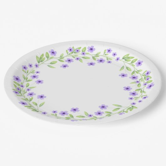 Kleine Violet Waterverf Blossom Wreate Papieren Bordje (Gekanteld)