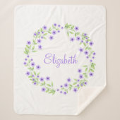 Kleine Violet Waterverf Blossom Wreate Sherpa Deken (Voorkant)