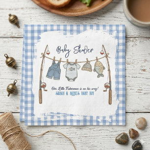 Kleine Visser Blauwe Gingham Visser Jongen Servet