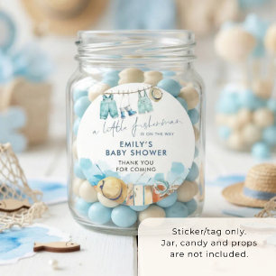 Kleine Visser Waslijn Baby Shower Bedankt Ronde Sticker