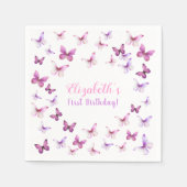 Kleine vlinder eerste verjaardag baby meisje servet (Voorkant)