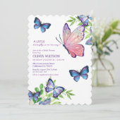 Kleine vlinder is onderweg blauw Baby shower Kaart (Staand voorkant)