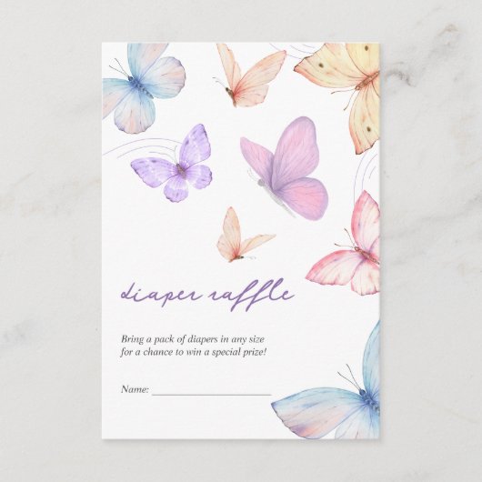 Kleine Vlinder Luier Raffle Meisje Baby shower Informatiekaartje (Voorkant)