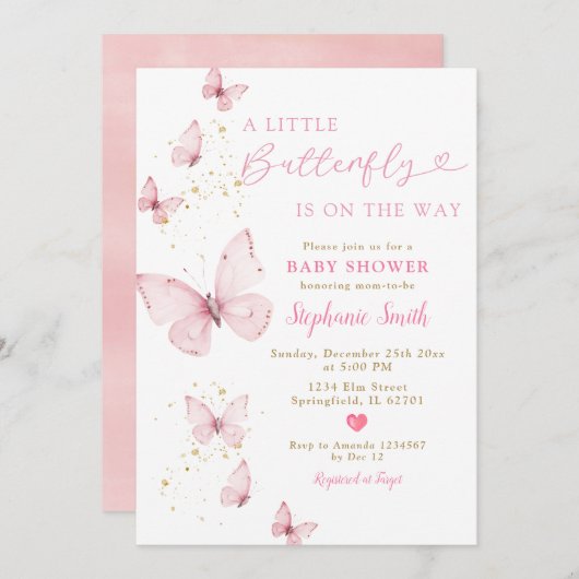 Kleine vlinder op de weg Baby shower Valentijn Kaart (Voorkant / Achterkant)