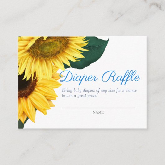 Kleine Vlinder Zonnebloemen Luier Raffle Douche Informatiekaartje (Voorkant)