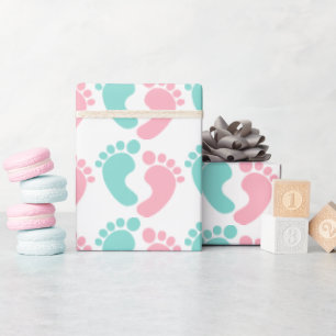 Kleine voetafdrukken Baby onthullen Showparty Cadeaupapier