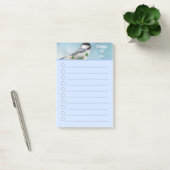 Kleine vogel en kleine druppels om te doen post-it® notes (Kantoor)