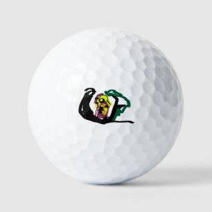 Kleine vogel hangt golfballen