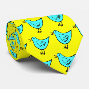 Kleine vogel - Ice Blue met geel Stropdas