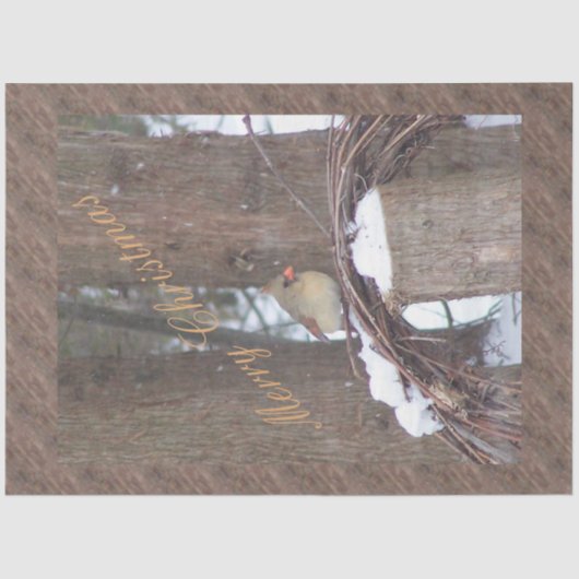 Kleine vogel kerstwensen tissuepapier (Voorkant)