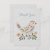 Kleine vogel Kleurrijke Bloemen Dank u kaart (Voorkant / Achterkant)