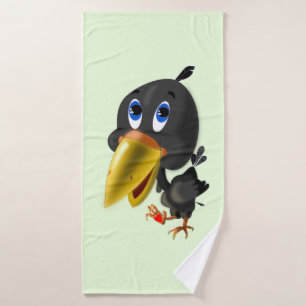 Kleine vogel met hart cadeau grappige badhanddoek