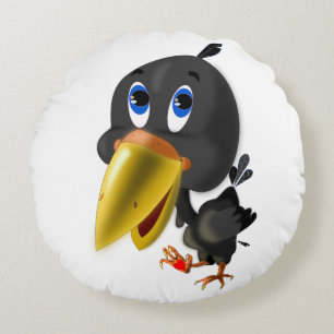 Kleine vogel met hart cadeau grappige ronde kussen