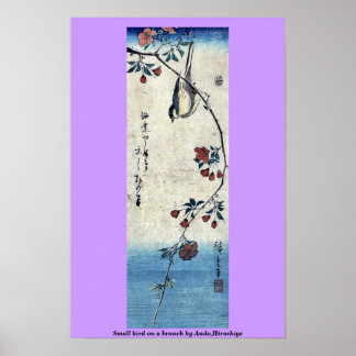 Kleine vogel op een tak van Ando, Hiroshige Poster