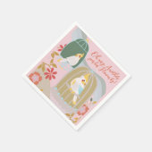 Kleine vogel regenboog roze meisje verjaardag servet (Hoek)