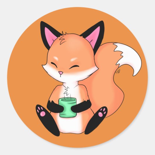 Kleine vos Drink thee Stickers (Voorkant)