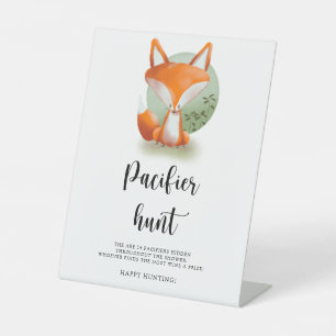 Kleine vos - Fopspeen jacht baby shower spel Reclamebord Met Voetstuk