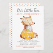 Kleine Vos Herfst Oogst Pompoen Derde Verjaardag Kaart (Voorkant / Achterkant)