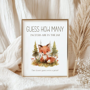 Kleine Vos Raad Hoeveel Baby Shower Spel Poster
