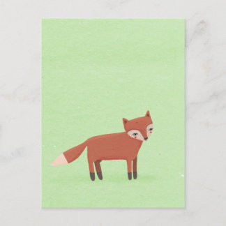 kleine vos schattige bossen op groen briefkaart