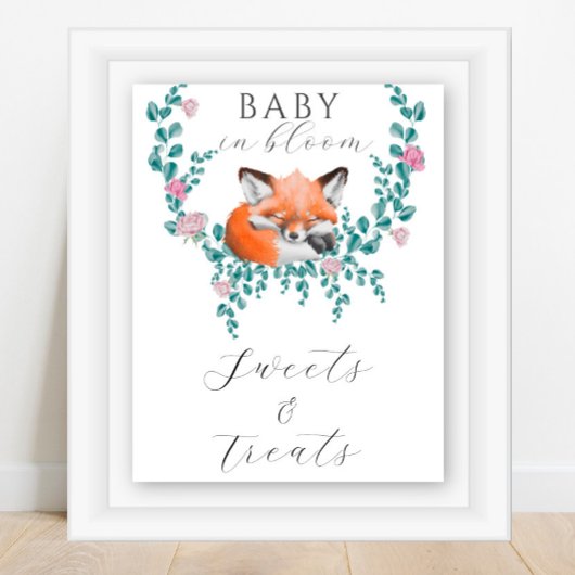 Kleine vos - snoepjes en traktaties baby shower po poster