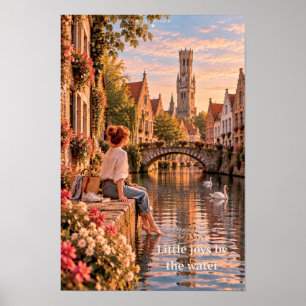 Kleine vreugden bij het water Brugge België Poster
